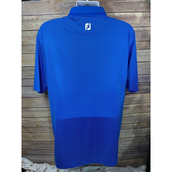FootJoy Polo Golf Shirt Men’s Size Large Blue Diamond Pattern Short Sleeve Logo - Picture 2 of 8